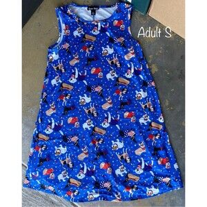 Dress Works Blue Stars Stripes Freedom Dogs 4th Of July Swing Dress Size S